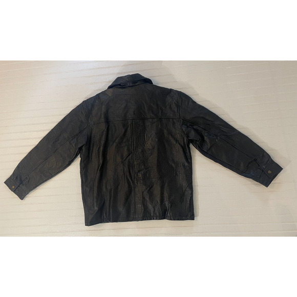 mens PB BASICS BLACK leather crocodile embossed jacket -Xl - Picture 5 of 11